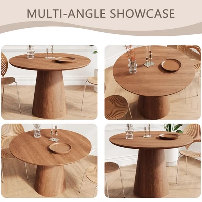 43.31" Round Dining Table, Modern Pedestal Dining Table, Leisure End Table For Living Room Dining Room Cafe Kitchen Small Space 6 43.31" Round Dining Table, Modern Pedestal Dining Table, Leisure End Table For Living Room Dining Room Cafe Kitchen Small Space - Image 6