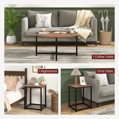 Tangkula Round Nesting Table Set Of 3 Modern / Farmhouse Coffee Table W/2 End Tables 5 Tangkula Round Nesting Table Set Of 3 Modern / Farmhouse Coffee Table W/2 End Tables - Image 5