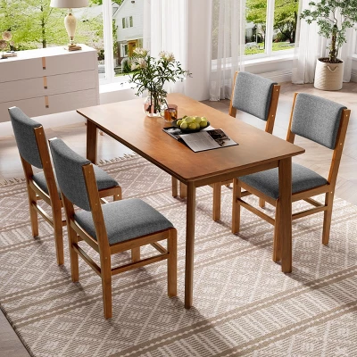 Set Of 4 Mid Century Modern Upholstered Dining Chairs With Solid Wood Frame And Fabric Seat For Kitchen Dining Room Living Room–Maison Boucle 7 Set Of 4 Mid Century Modern Upholstered Dining Chairs With Solid Wood Frame And Fabric Seat For Kitchen Dining Room Living Room–Maison Boucle - Image 7