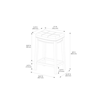 Claridge Leather Saddle Counter Height Barstool - Linon 4 Claridge Leather Saddle Counter Height Barstool - Linon - Image 4