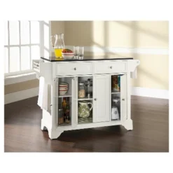 LaFayette Solid Black Granite Top Kitchen Island - White - Crosley -Baxton Studio Sale Shop GUEST b645e7b1 d54f 4f05 8146 bc10408876f4