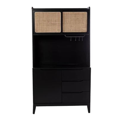 Groveholme Tall Buffet Cabinet With Storage Black/Natural - Aiden Lane 3 Groveholme Tall Buffet Cabinet With Storage Black/Natural - Aiden Lane - Image 3