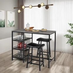 Costway 3 Piece Counter Height Dining Bar Table Set W/2 Stools&3 Storage Shelves -Baxton Studio Sale Shop GUEST b663c495 9a13 4878 8e53 f4e88c5adba5