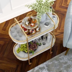 Madronas Serving Carts With Faux Marble Gold Coating/White - MiBasics -Baxton Studio Sale Shop GUEST b6646d3c eb9f 4282 ac54 981179f33bb8