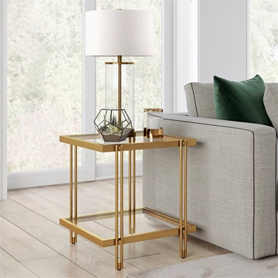 22" Modern Metal Side Table In Gold - Henn&Hart 2 22" Modern Metal Side Table In Gold - Henn&Hart - Image 2