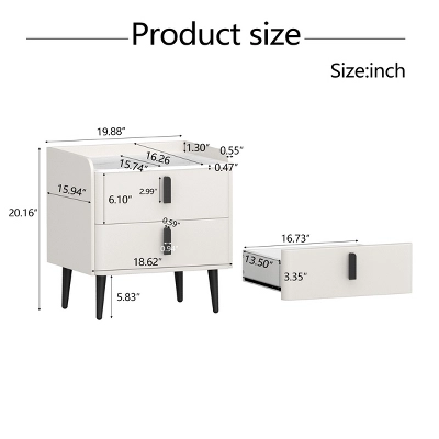 INFURNIC Nightstands Set Of 2 Night Stand With 2 Drawers Marble Pattern Tabletop Modern Design For Bedroom Living Room, White, 19.88"*15.94"*20.16" 3 INFURNIC Nightstands Set Of 2 Night Stand With 2 Drawers Marble Pattern Tabletop Modern Design For Bedroom Living Room, White, 19.88"*15.94"*20.16" - Image 3