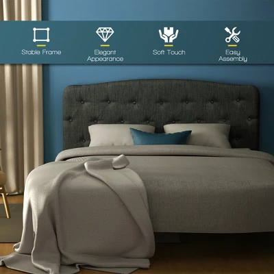 Costway Full Size Upholstered Headboard Only Adjust Button Tufted Faux Linen Light GreyDark Grey 6 Costway Full Size Upholstered Headboard Only Adjust Button Tufted Faux Linen Light GreyDark Grey - Image 6