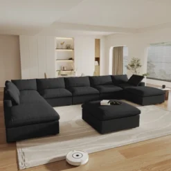 WJShome Cloud Couch Modular Sectional Sofa,196" U-Shaped Sectional Sofa With Storage Ottomans,Convertible 9 Seater Linen Living Room Sets -Baxton Studio Sale Shop GUEST b6dd1e82 28bf 47a8 8521 a140b5f15bb9