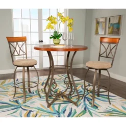 3pc Carter Swivel Dining Sets Metal/Tan/Cherry - Powell Company -Baxton Studio Sale Shop GUEST b6f44b6b c040 4560 aaec f2ddc0ca5762