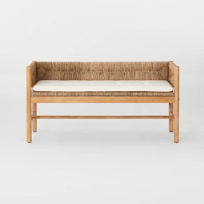 Elden Wood Bench With Woven Back And Loose Cushion Seat - Threshold™ Designed With Studio McGee 2 Elden Wood Bench With Woven Back And Loose Cushion Seat - Threshold™ Designed With Studio McGee - Image 2