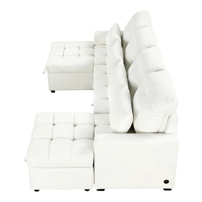 110.2"W Oversized U-Shaped Sectional Sofa, Pull-Out Sofa Bed With Double Storage Chaise Lounges And 2 USB Ports - ModernLuxe 11 110.2"W Oversized U-Shaped Sectional Sofa, Pull-Out Sofa Bed With Double Storage Chaise Lounges And 2 USB Ports - ModernLuxe - Image 11