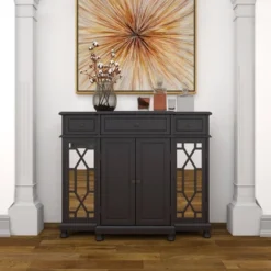 Glam Mirror And Wood Storage Cabinet Black - Olivia & May -Baxton Studio Sale Shop GUEST b714a111 ea8c 43da 83e6 4e339a2174e8