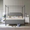 Mcarthur Metal And Upholstered Canopy Bed Matte Black/Gray Fabric - Hillsdale Furniture