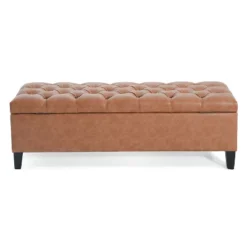 Christopher Knight Home Tartaglia Contemporary Faux Leather Upholstered Button Tufted Storage Ottoman