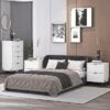 Festivo 3pc Modern Elegance 2 Drawer Nightstands And 5 Drawer Chest Set Off-White