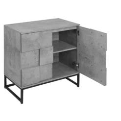 Adams 2-doors Cement Gray Cabinet With 1 Adjustable Inner Shelves - The Pop Maison -Baxton Studio Sale Shop GUEST b79905f4 ee7f 4215 961c ec87ef1f5899