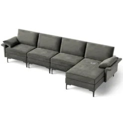Costway Modern Modular L-shaped Sectional Sofa W/ Reversible Chaise & 2 USB Ports -Baxton Studio Sale Shop GUEST b7b0024d 240e 4e1a 85f6 9a750a6a41a1