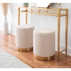 Marla Glam Chevron Ottoman - LumiSource -Baxton Studio Sale Shop GUEST b7b6cc4b 119d 4aba a3af 7536524d2469