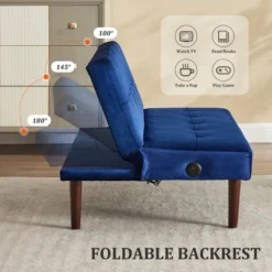 ModernLuxe Low Upholstered Sofa Bed Sleeper Sofa Recliner With Adjustable Backrest & Charging Port, Gray/Blue/Coffee/Pink