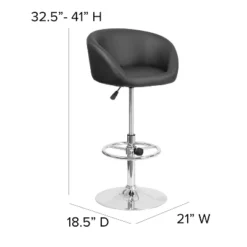 Merrick Lane Bucket Seat Bar And Dining Stool Modern Stool With 360 Swivel, Adjustable Height And Metal Footrest -Baxton Studio Sale Shop GUEST b7ca46bc 0b4c 49c9 8fad 032455e318fc