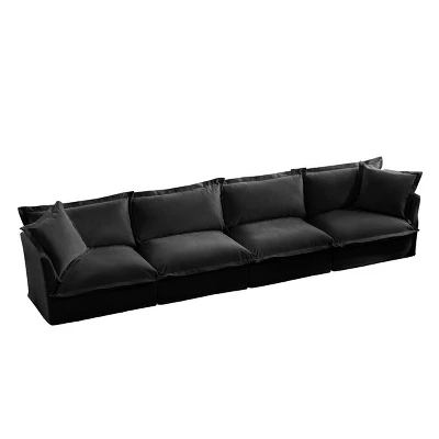 Slipcovered Sectional Sofa, 4 Seater Sofa With Removable Cover, Chenille Fabric Sectional Sofas, Deep Couch For Living Room-Cuddlewood 5 Slipcovered Sectional Sofa, 4 Seater Sofa With Removable Cover, Chenille Fabric Sectional Sofas, Deep Couch For Living Room-Cuddlewood - Image 5