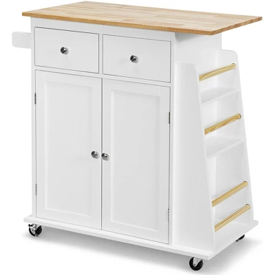 Costway Rolling Kitchen Island Utility Trolley Cabinet Storage Spice Towel Rack 11 Costway Rolling Kitchen Island Utility Trolley Cabinet Storage Spice Towel Rack - Image 11