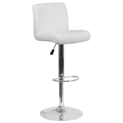 Emma And Oliver Swivel Rolled Seat Adjustable Height Barstool With Chrome Base -Baxton Studio Sale Shop GUEST b840682a 8550 4a54 ba22 444ae869fd04