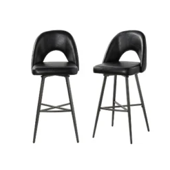 Thadeo Modern Bar Stool,set Of 2 With Cutout Design | ARTFUL LIVING DESIGN