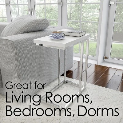 Hastings Home C-Shaped Sofa Side Table Space-Saving, White 5 Hastings Home C-Shaped Sofa Side Table Space-Saving, White - Image 5