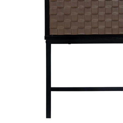 Arina 2 Door Leatherette With Bands Weaving Vision High Accent Cabinet With Adjustable Shelf - The Pop Home 8 Arina 2 Door Leatherette With Bands Weaving Vision High Accent Cabinet With Adjustable Shelf - The Pop Home - Image 8