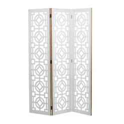 Farmhouse Wood Patterned Room Divider Screen White - Olivia & May -Baxton Studio Sale Shop GUEST b9b4850a cba9 4a06 8f67 e2a37db0eb3a
