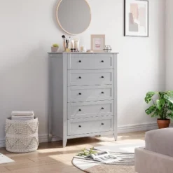 Acekool 5-Drawer Wood Dresser, Modern Minimalist Chest With Metal Handles, Storage Organizer For Bedroom, Living Room, Closet, Hallway 16 Acekool 5-Drawer Wood Dresser, Modern Minimalist Chest With Metal Handles, Storage Organizer For Bedroom, Living Room, Closet, Hallway -Baxton Studio Sale Shop GUEST b9c27ee3 462e 44d0 a84f 3392fa786ec3