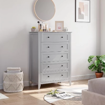 Acekool 5-Drawer Wood Dresser, Modern Minimalist Chest With Metal Handles, Storage Organizer For Bedroom, Living Room, Closet, Hallway 8 Acekool 5-Drawer Wood Dresser, Modern Minimalist Chest With Metal Handles, Storage Organizer For Bedroom, Living Room, Closet, Hallway - Image 8