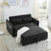 Mocamel Velvet 3-in-1 Convertible Sleeper Sofa Bed With USB Port, Pull-Out Bed, Lumbar Pillows & Side Pocket