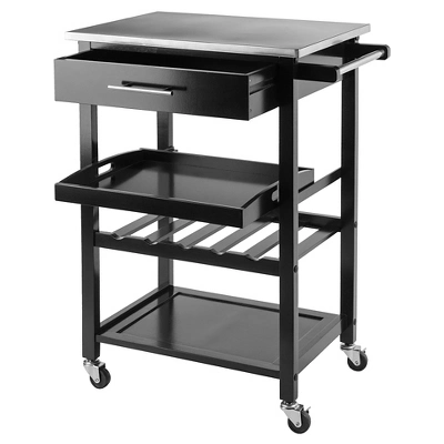 Anthony Stainless Steel Top Kitchen Cart Wood/Black - Winsome 1 Anthony Stainless Steel Top Kitchen Cart Wood/Black - Winsome