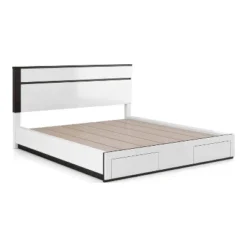 California King Pape Platform Bed With 2 Foot Drawers White/Metallic Gray - MiBasics: Contemporary Storage, No Box Spring Needed -Baxton Studio Sale Shop GUEST b9fbc553 0ba5 4dca 98ad 6aa8f567f0e9