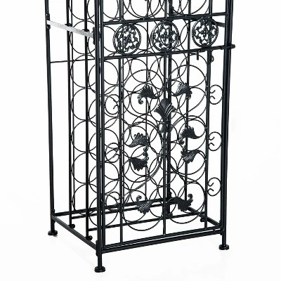 HOMCOM 45-Bottle Modern Wine Organizer Decorative Portable Wrought Iron Wine Rack Jail 6 HOMCOM 45-Bottle Modern Wine Organizer Decorative Portable Wrought Iron Wine Rack Jail - Image 6