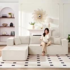 Mjkone 106'' Modern 2-Piece Corduroy Free Combination L-Shaped Sofa Deep Seat,Upholstered Chaise Sectional Sofas With Left Chaise -Baxton Studio Sale Shop GUEST ba27a211 e1af 4d9c b908 0e205f60350e