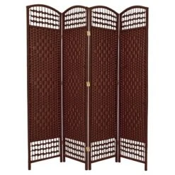5 1/2 Ft. Tall Fiber Weave Room Divider 4 Panels - Oriental Furniture -Baxton Studio Sale Shop GUEST ba451344 fe44 432f 86c6 bebab49ef001