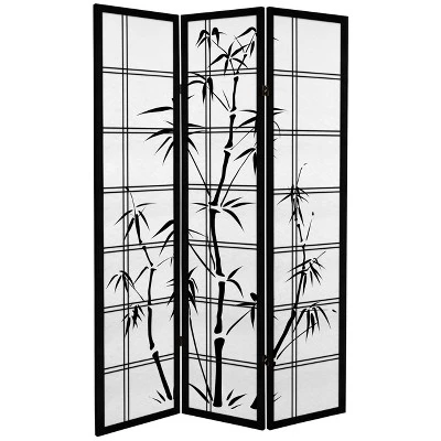 Oriental Furniture 6' Tall Canvas Bamboo Tree Room Divider 3 Panels Black 1 Oriental Furniture 6' Tall Canvas Bamboo Tree Room Divider 3 Panels Black