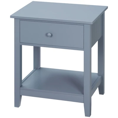 HOMCOM Modern Style Nightstand, Side Table With Drawer And Storage Shelf For Bedroom, Or Living Room, Gray 3 HOMCOM Modern Style Nightstand, Side Table With Drawer And Storage Shelf For Bedroom, Or Living Room, Gray - Image 3