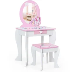 Costway Kids Vanity Makeup Dressing Table Chair Set Wooden W/ Mirror Drawer -Baxton Studio Sale Shop GUEST ba721f2b 59fd 4b88 b030 145c7b6c6d61