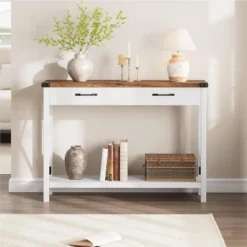 Whizmax Entryway Table, Hallway Table For Entryway, Farmhouse Console Table With Drawers, Wood Sofa Table For Living Room, Foyer -Baxton Studio Sale Shop GUEST baf818f2 6fa7 4ff5 af8e 5aa0e57e30cf