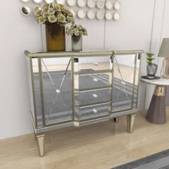 Glam Mirrored Rectangular Storage Cabinet Silver - Olivia & May -Baxton Studio Sale Shop GUEST bb11d400 6776 48c3 abe7 02602e5b807b