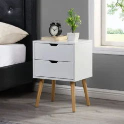 Sweetgo Modern Wooden Bedroom Nightstand End Side Table With 4 Anti-Slip Rubber Padded Legs, And 2 Groove-Handled Storage Drawers 8 Sweetgo Modern Wooden Bedroom Nightstand End Side Table With 4 Anti-Slip Rubber Padded Legs, And 2 Groove-Handled Storage Drawers -Baxton Studio Sale Shop GUEST bb4a509e 55cb 490a b31e d79b24ce3aeb
