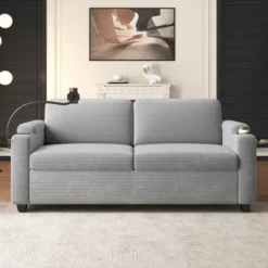 Sleeper Loveseat With Full-Size Mattress, Sofa With USB Ports And Cup Holders, Sofa Bed With Steel Frame And Corduroy Cushion-Baofuwish -Baxton Studio Sale Shop GUEST bb5370d0 2b02 446a 9e94 084fe6feea47