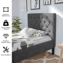 Costway Twin Upholstered Bed Frame Diamond Stitched Headboard Wood Slat Support 12 Costway Twin Upholstered Bed Frame Diamond Stitched Headboard Wood Slat Support -Baxton Studio Sale Shop GUEST bb62b18e f78b 41e7 b5cb 2552334ab531