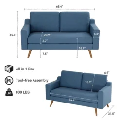 Vipbear 65.4" Loveseat Sofa,Comfy Love Seat Couches For Living Room,Mid Century Modern Small Couch For Bedroom Office With Spring Cushion