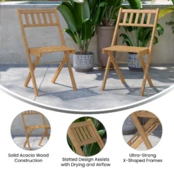 Emma And Oliver Set Of 2 All Natural Weather Resistant Acacia Wood Folding Patio Bistro Chairs In A Natural Finish With Protective Teak Oil Layer -Baxton Studio Sale Shop GUEST bb71af7f f508 4593 85b0 cf04c52423ea