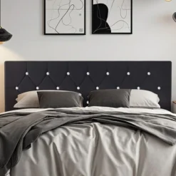 VECELO Tufted Upholstered Queen/King Size Headboard, 6 Adjustable Height, Easy Assembly, Beige/Black -Baxton Studio Sale Shop GUEST bb73207b fffd 4ffb bfa9 9ef80f618003